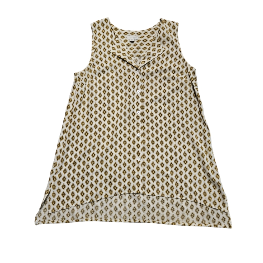 J. JILL Women 100% Rayon Relaxed Fit, Button-Down Sleeveless Shirt - Size XS